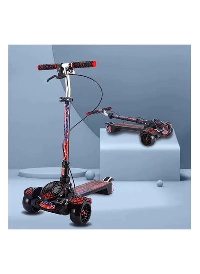 Buy Children's Scooter Kids 3 Wheels 4 Adjustable Heights Kids' Kick Scooter With Extra Wide PU Light-Up Wheels in UAE