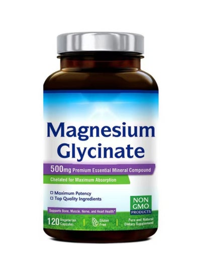 Buy Innate Vitality Magnesium Glycinate 500mg: 70mg Elemental Magnesium, High Absorption, Non-GMO, Gluten-Free. Supports Nerve, Muscle, Bone, Heart Health. 120 Veggie Capsules. in Saudi Arabia