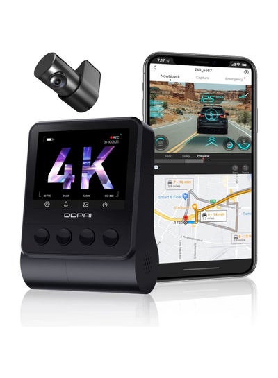اشتري كاميرا داش 4K أمامية وخلفية ، مدمجة GPS WIFI 2160P أمامية 1080P كاميرا داش الخلفية للسيارات مستشعر Sony IMX415 رؤية ليلية فائقة تصميم تخزين مزدوج 24H وضع وقوف السيارات G-Sensor Z50-GPS في السعودية