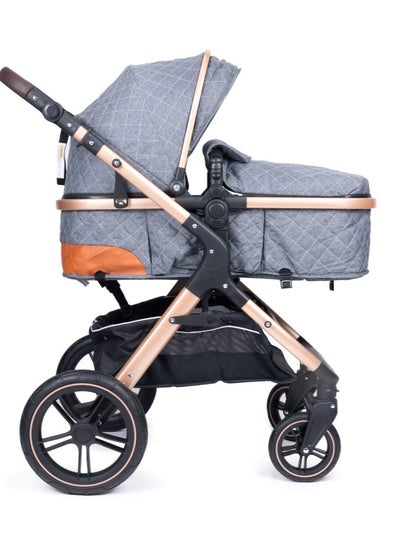 Buy One Fold-To-Half Luxury Pram 2 In 1 - Grey in UAE