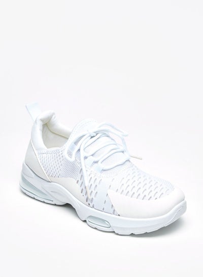 Buy Textured Running Shoes with Lace-Up Closure in UAE