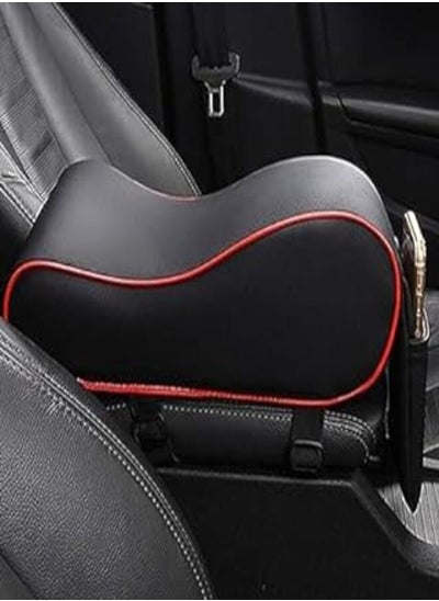 اشتري American Memory Foam Car Armrest with High Quality Leather Cover and Phone Holder Suitable for Most Cars, Black في مصر