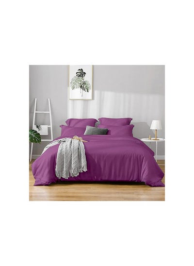 Buy Fitted Bedsheet Set Cotton Steen Queen Size with 1 Bedsheet 160X200x33 Cm + 2 Pillow Cases 50X75 Cm - Dusty Rose in Saudi Arabia