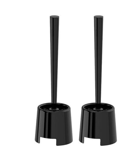 Buy 2 piece Toilet Brush Cleaner With Holder Black in Saudi Arabia