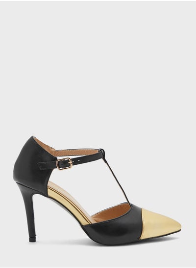 Buy Metallic Toecap Ankle Strap Pointed Pump in Saudi Arabia