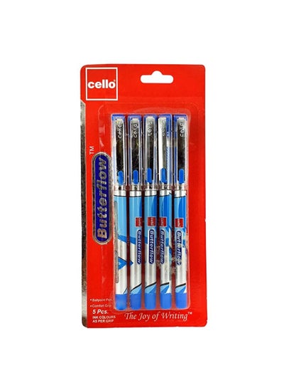 Buy CELLO BUTTERFLOW BALL PEN 0.7MM BLISTER OF 5PC BLUE in UAE