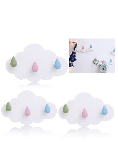 اشتري Self Adhesive Hooks Plastic, 3 Pieces Coat Hook Cartoon Cloud Strong Sticky No Drill Needed Wall for Use in Children's Room Nursery Bedroom Kitchen في السعودية