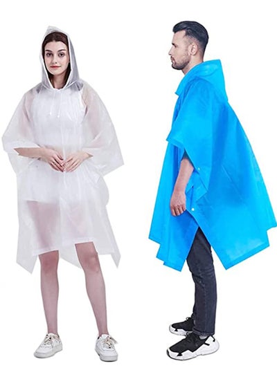 Buy Adult Raincoat, Poncho, Portable EVA with Hood Reusable Coats Emergency Camping Survival Kits, Waterproof Hoods and Sleeves Lightweight Jacket for Women Men in UAE