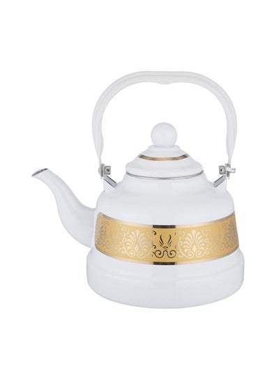 Buy Decorated Coated teapot, Teapot, White, capacity 1.7 L in Saudi Arabia