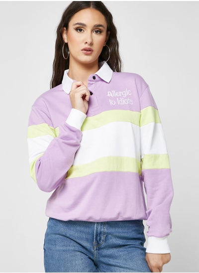 Buy Varsity Sweatshirt With Collar & Cuff in Saudi Arabia