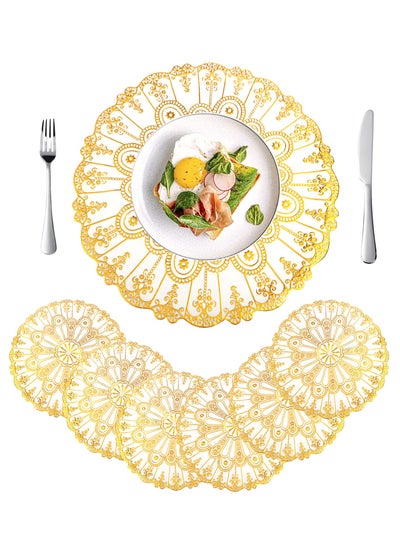 Buy Placemats Set of 6,Diameter 39cm, Rose gold Round Place mat for kitchen dinning Table, Heat-Resistant Placemat for Restaurants Party Home Kitchen Decoration in Saudi Arabia