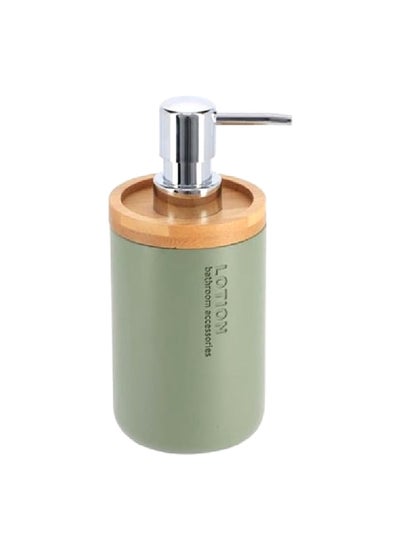 Buy Polyresin and Bamboo Liquid Soap Dispenser Green 280 ml 62101149 in Saudi Arabia