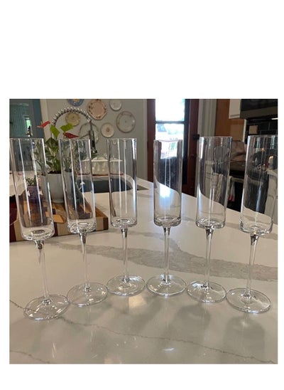 Buy Champagne Flute Glasses 200ml Set of 6 Cocktail Glasses Elegant Designed Hand Blown Lead Free Champagne Cups in UAE