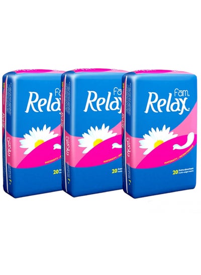 Buy Relax sanitary pads for women consisting of 20 pieces three pieces in Saudi Arabia