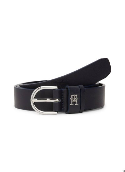 Buy Women's Essential Rounded Buckle Leather Belt, Blue - Leather in Saudi Arabia