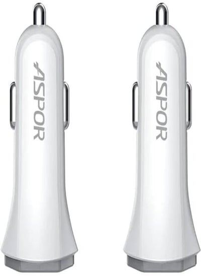 اشتري Aspor A903 Car Charger With 3.4 A Output And 2 USB For Type-C Cable Set of 2 Pieces - White في مصر