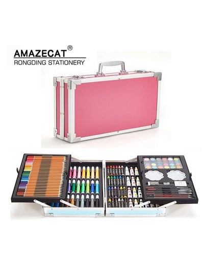 Buy 143-Piece Art Supplies Set for Kids, 2 Layers Drawing Supplies for Kids Boys Girls Ages 8 9 10 11 12, Portable Aluminum Case Art Kit, Great Gift for Teens Adults Beginner and Artists, Pink in Saudi Arabia