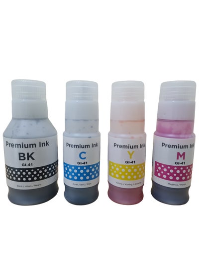 Buy ink 041 GI-41 Compatible for Canon Printers 4 color set Black 135ML Cyan Yellow Magenta 70ML. in Saudi Arabia