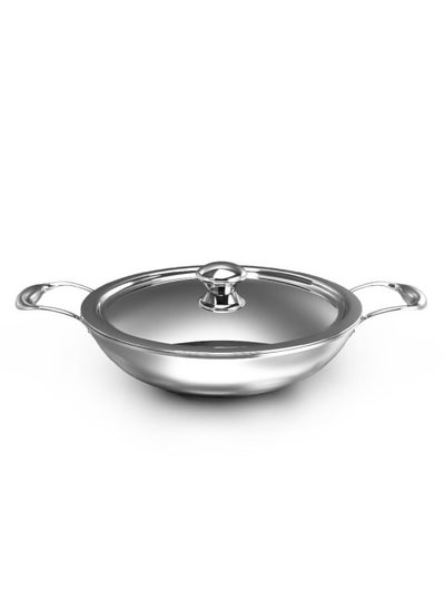 Buy Delici Dtkp28 Tri-Ply Stainless Steel Kadai Pan With Premium Ss Handle in Saudi Arabia