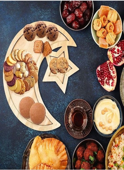 Buy Breakfast to dessert dual ramadan wooden tray ensemble in UAE