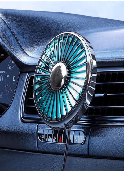 Buy USB Car Fan for Air Vent Mounted with Colorful Light, 360° Rotatable Portable Clip Fans That Blow Cold Air, Small Cooler Mini Fan Silent in Saudi Arabia