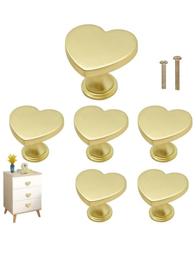 اشتري Brass Drawer Knobs, Heart Shape Handle Zinc Alloy Handle, Cabinet Dresser Pulls Handles Kitchen Furniture Knobs, for Kitchen Cupboard Bathroom Dresser Closet, Modern Cabinet Hardware, 6 pcs في الامارات