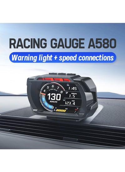 Buy Car Head Up Display Gauge, OBDII Speedometer, Digital HUD Water Temp Meter Speed RPM Multiple Warning Functions in Saudi Arabia