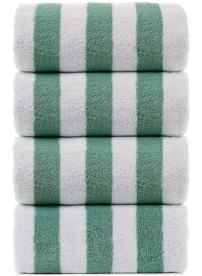 Buy Signoola 2 Kids Beach towels 50 x 100 cm Green Stripes, 100% cotton. in Egypt