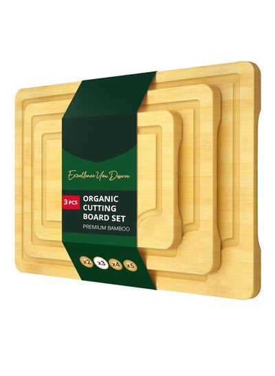 Buy Cutting Boards for Kitchen - Bamboo Cutting Board Set of 3, Cutting Boards with Juice Groove, Serving Board Set, Thick Chopping Board in Saudi Arabia