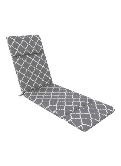 Buy UV Resistant Chaise Lounge Cushion Grey 7.5 x 59.5 x 197 cm in Saudi Arabia