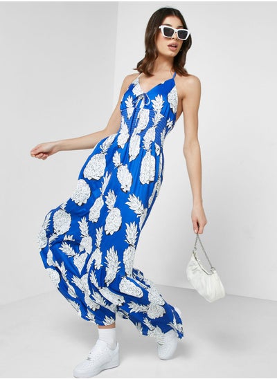 Buy Cutout Back Detail Printed Dress in Saudi Arabia