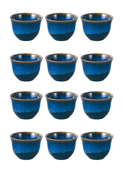 Buy 12-piece porcelain cawa cup set 90ML Multicolor in Saudi Arabia