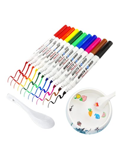 اشتري قلم رسم مائي سحري بـ 8 ألوان مع ملعقة سيراميك، أقلام عائمة مائية قابلة للمسح لرسم الأطفال في السعودية