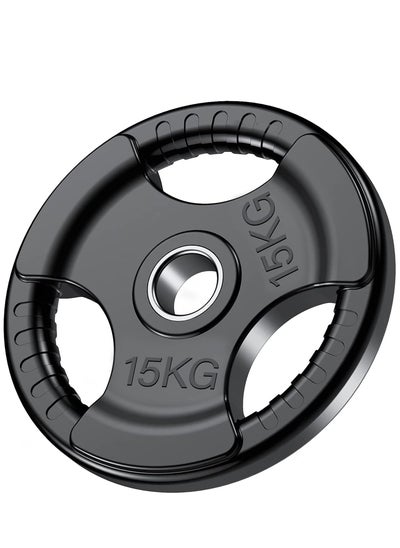 Buy Fitness Olympic Weight Plate With Rubber Finish| Barbell Weight Plate Disc For Lifting & Strength Training, 15kg in UAE