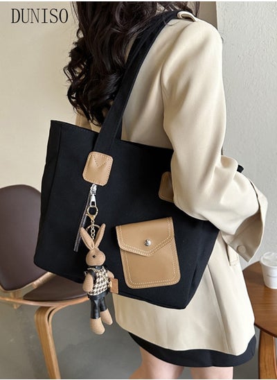 Buy Women's Shoulder Tote Bag Canvas Handbag for Women Large Capacity Messenger Fashionable Travel Shoulder Bag for Ladies Girls College Students in UAE