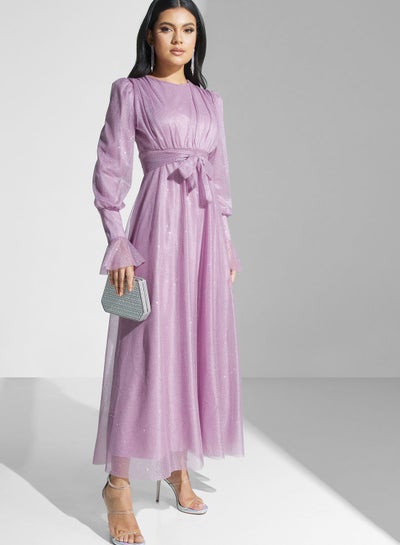Buy Ruched Detail Shimmer Dress in Saudi Arabia