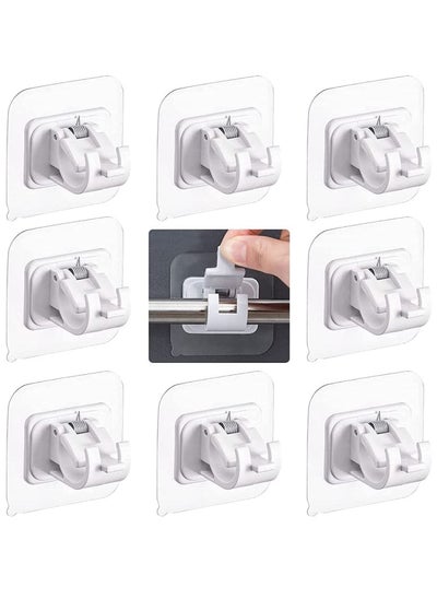 Buy 8 Pieces Self Adhesive Curtain Rod Bracket, No Drill Drapery Hooks Holder, Plastic Easy Sticky Curtain Rod Hooks for Kitchen, Bathroom, Hotel (White) in UAE