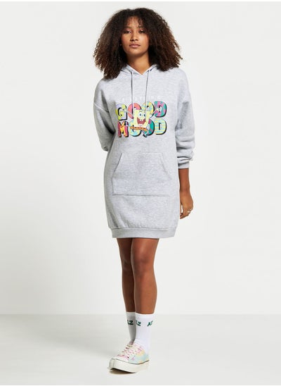 Buy Spongebob Print Hooded Dress in UAE