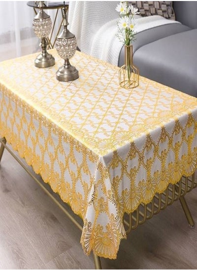 Buy Elegent Design Oval PVC Plastic Oil Water Proof Easy to Clean Dining Tablecloth Bronzing Printed Table Cover Mat Table Runner Cloth 110 x 160 cm in UAE