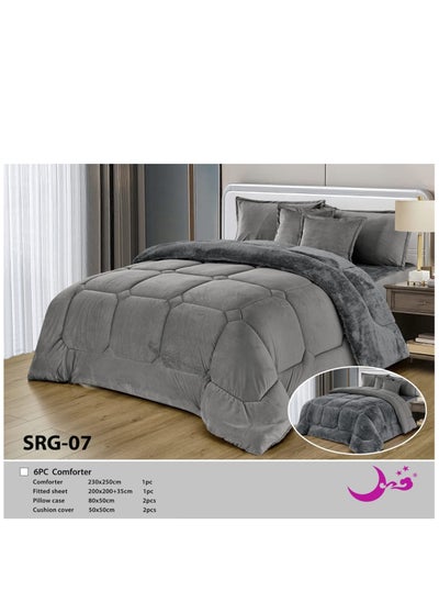 Buy Moon Fur Winter King Size 6 Pieces Quilt Set Bedspread 250x230cm in Saudi Arabia