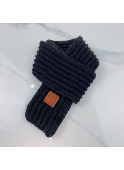 اشتري ins Korean Style Childrens Knitted Scarf Winter Solid Color Warm Wool Baby Boy and Girl Korean Style Baby Neck FashionBlack (thickened and widened) Black (thickened and widened) في السعودية