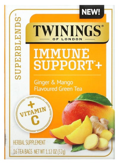 Buy Immune Support+ Green Tea Ginger & Mango 16 Tea Bags 1.12 oz (32 g) in UAE