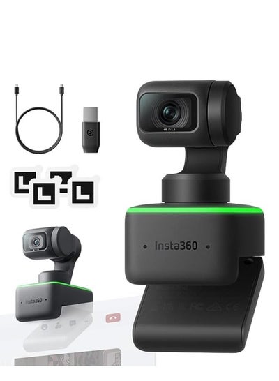 Buy insta360 Link AI Powered 4K Webcam with Dual Microphones, Gesture Control, HDR, Tracking, Deskview and Streamer Mode Built in Privacy Protection, Black in UAE