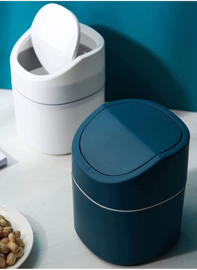 اشتري Mini Desktop Bin, Small Bin with Lid, Plastic Trash Can for Vanity Coffee Table في الامارات