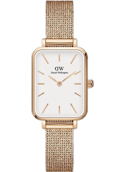 Buy Quadro Pressed Melrose Eggshell White Rectangular For Women Watch 20x26mm Dial with Rose Gold Stainless Steel Strap DW00100431 in Saudi Arabia