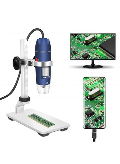 اشتري HD 2MP USB Digital Microscope 40X to 1000X Portable Magnification Endoscope Camera with 8 LEDs Aluminum Alloy Stable Stand for OTG Android Mac Windows 7 8 10 11 Linux في الامارات