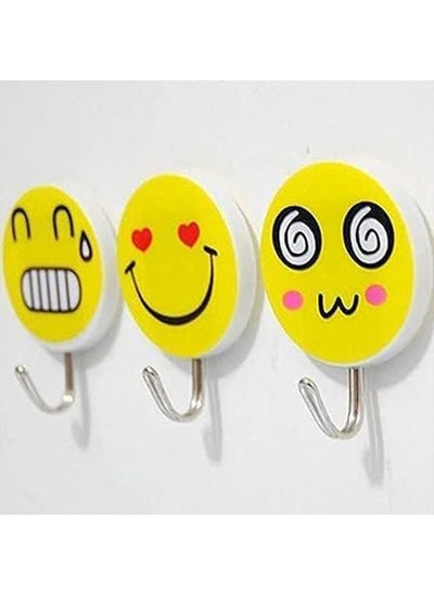 Buy Hooks Wall Mounted With Plastic Emoji Face Design And Self Adhesive Set Of 12 Pieces in Egypt