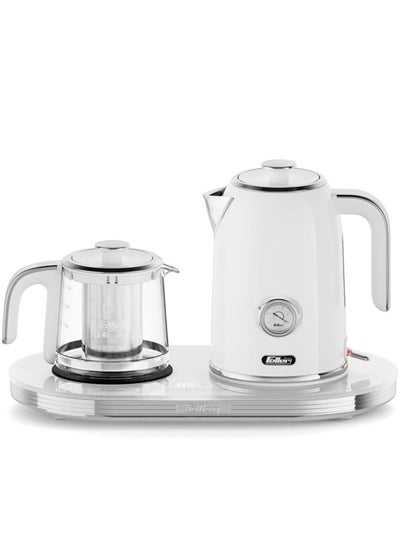 Buy Feller Germany 2200 W 2-in-1 Retro Teamaker/Coffee Maker +1.7L Stainless Steel Electric Kettle with Strix, Adjustable Touch Teapot Temp+LED Display, TS490, (White) in UAE