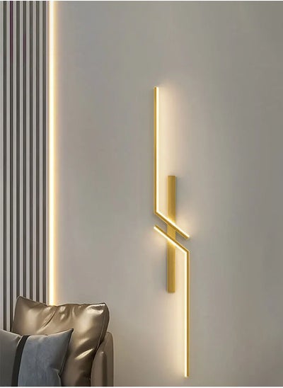 Buy （Gold, 100CM，Three color temperatures）Modern Creative Strip Led Wall Lamp Minimalist Bedroom Bedside Wall Sconce Led Lights Living Room TV Sofa Background Wall Lamp in UAE