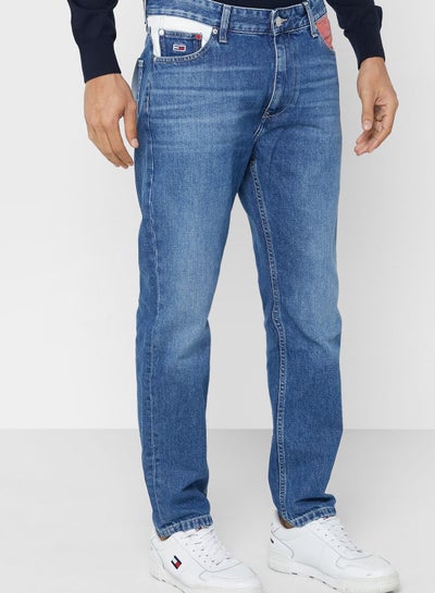 Buy Mid Wash Tapered Fit Jeans in UAE